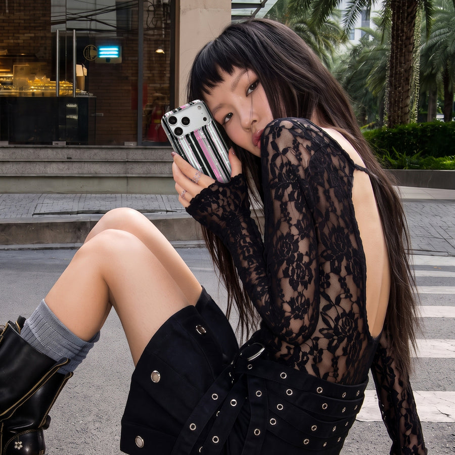 Pretty Punk Stripes Glitter iPhone Case lifestyle