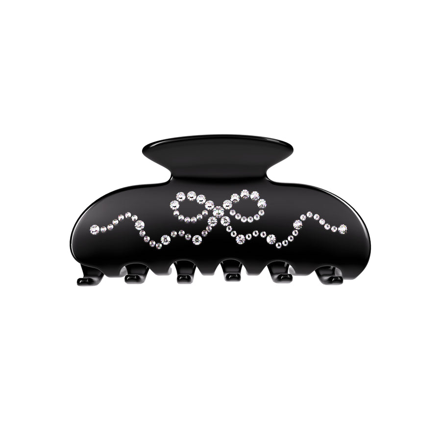 Black Crystal Bow Hair Clip