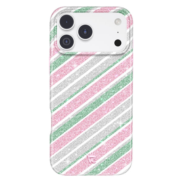 Peppermint Stripes Glitter iPhone Case