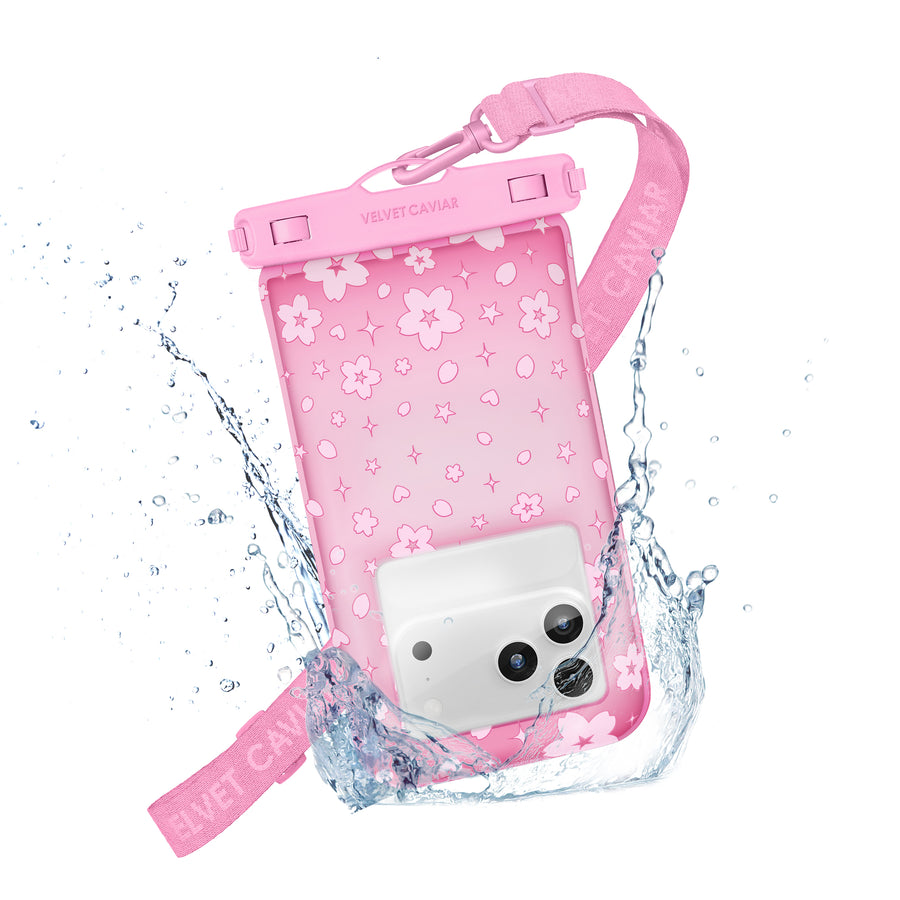 Pink Cherry Blossom Waterproof Floating Phone Pouch
