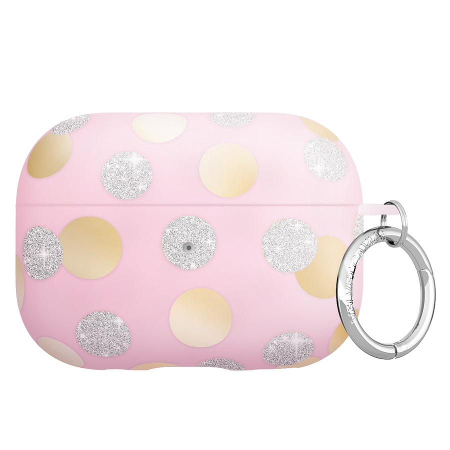Pink Glitter Polka Dot AirPod Case