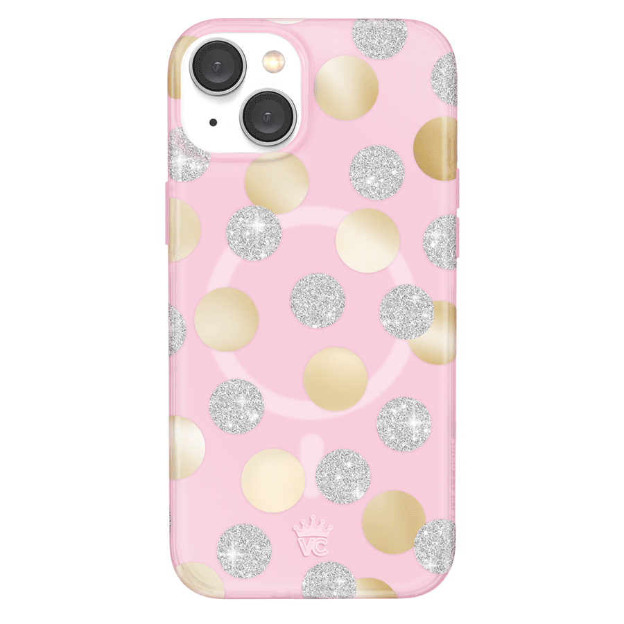 Pink Glitter Polka Dot iPhone Case