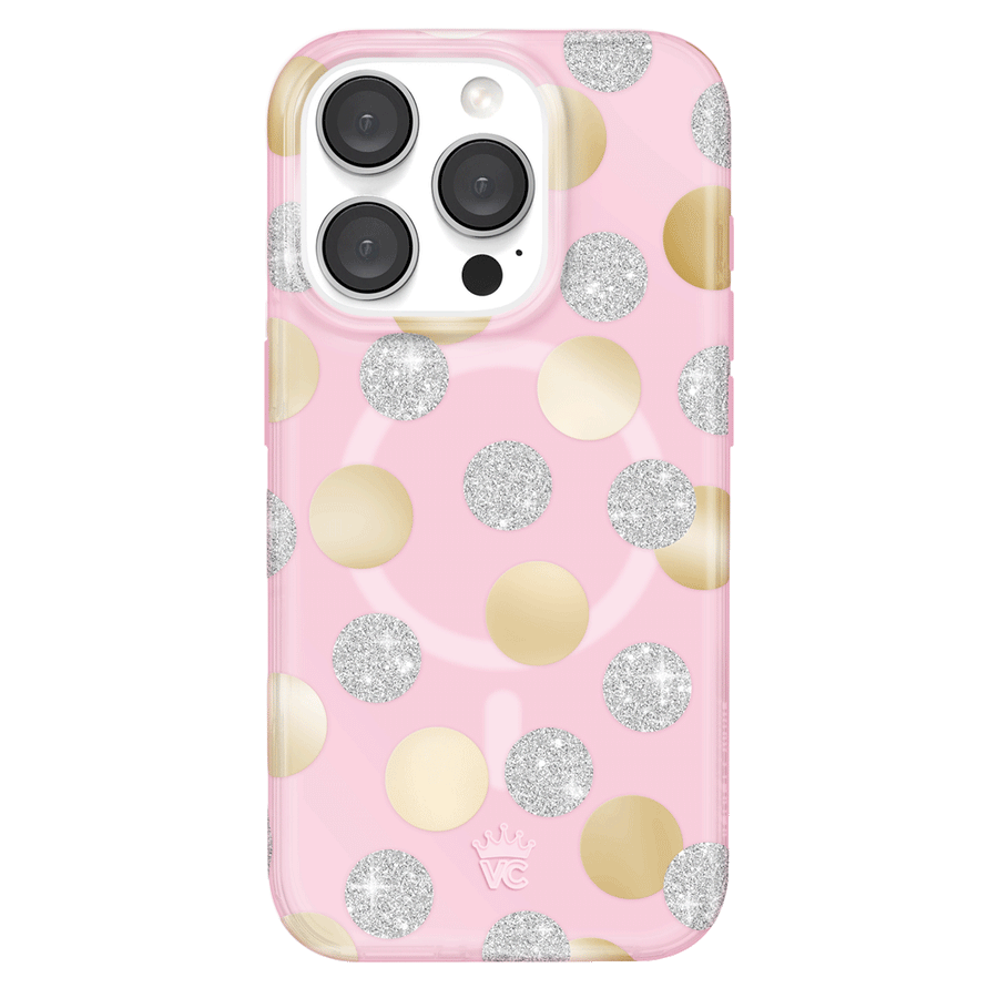 Pink Glitter Polka Dot iPhone Case