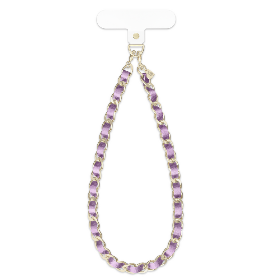 Metallic Purple Leather Chain Phone Charm