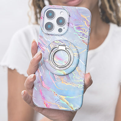 Marble phone case with blue and white stone texture finish