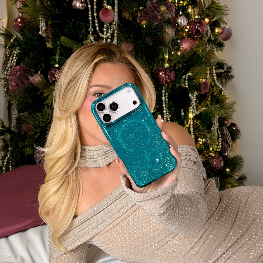 Emerald Teal Glitter Jelly iPhone Case lifestyle