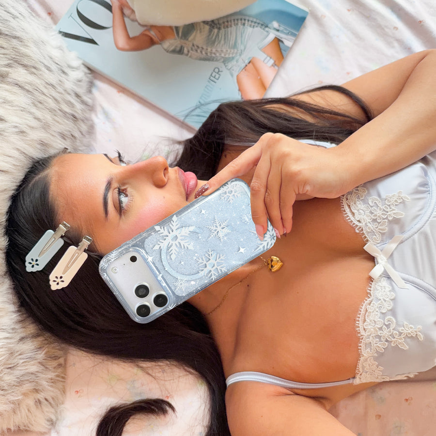 Snow Angel Glitter iPhone Case lifestyle