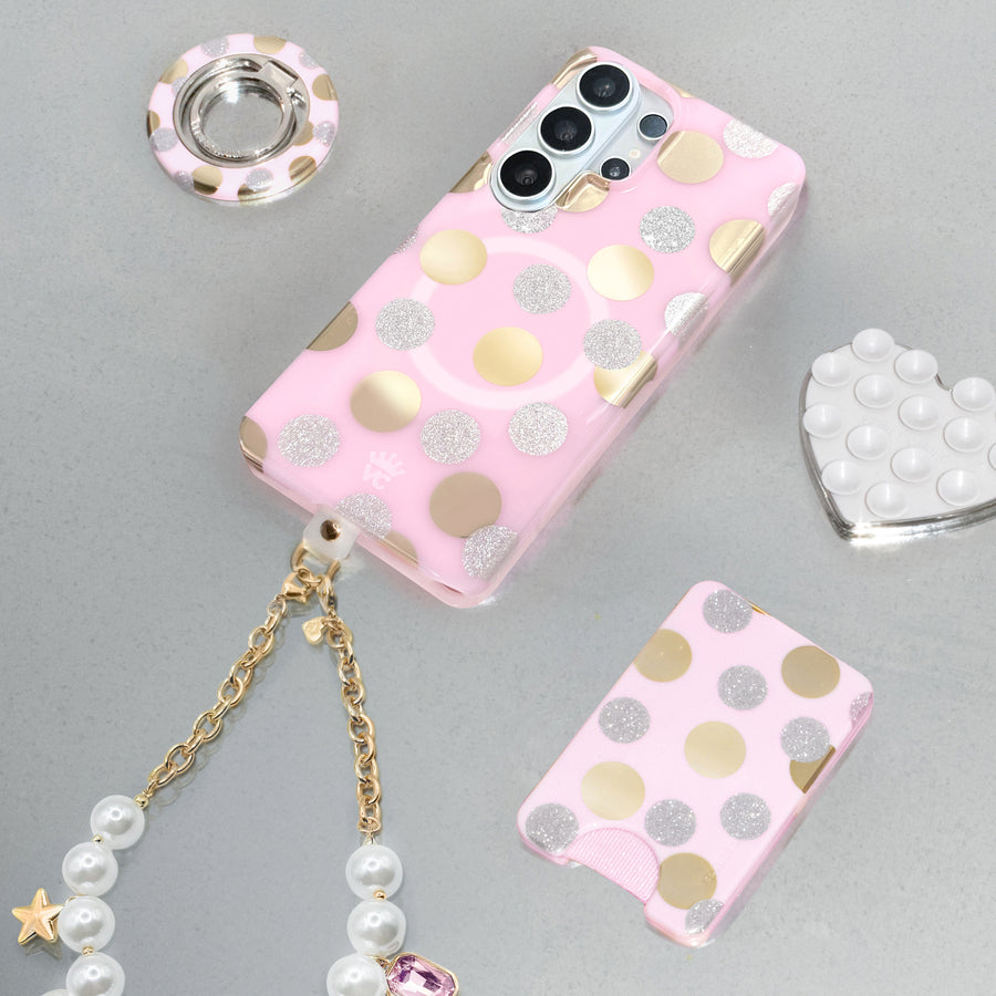 Pink Glitter Polka Dot Samsung Case lifestyle