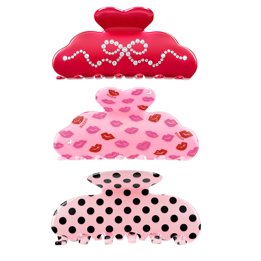 Crystal & Polkadot Hair Clip Bundle