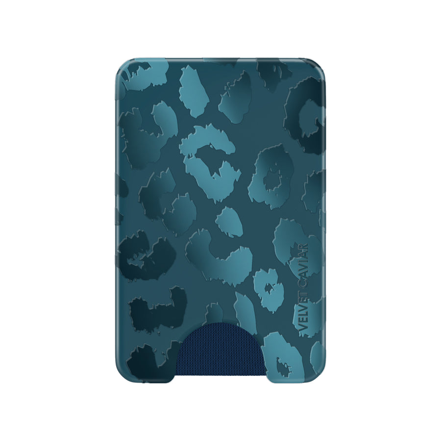 Metallic Navy Leopard MagSafe Wallet