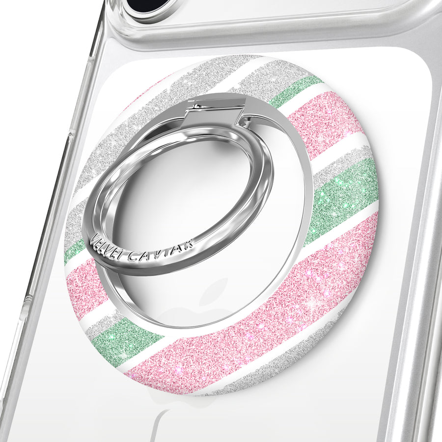 Peppermint Stripes Glitter MagSafe Grip Ring