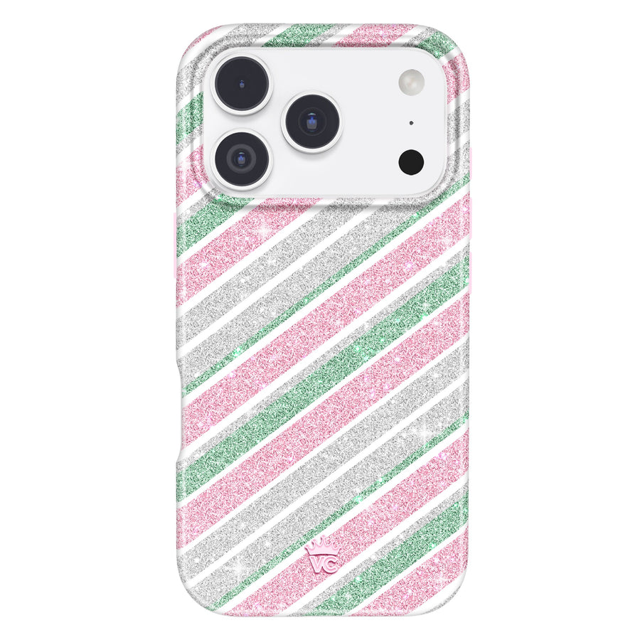 Peppermint Stripes Glitter iPhone Case