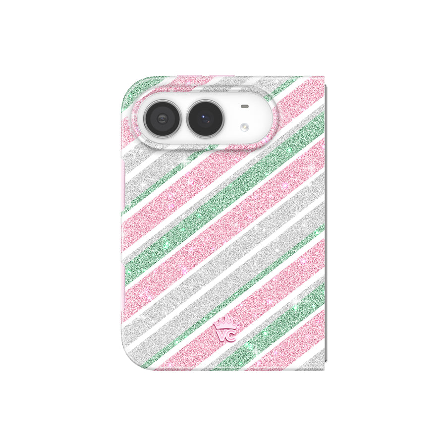 Peppermint Stripes Glitter iPhone Case