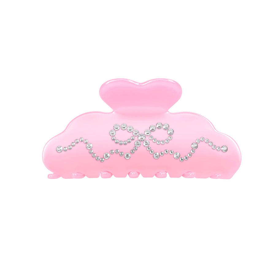 Pink Crystal Bow Hair Clip