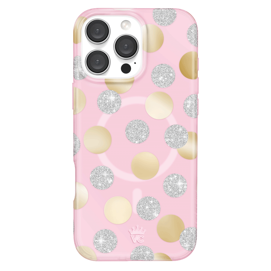 Pink Glitter Polka Dot iPhone Case