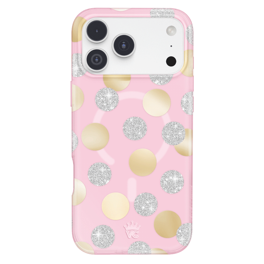 Pink Glitter Polka Dot iPhone Case