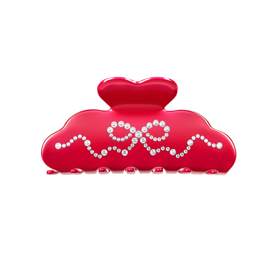 Red Crystal Bow Hair Clip