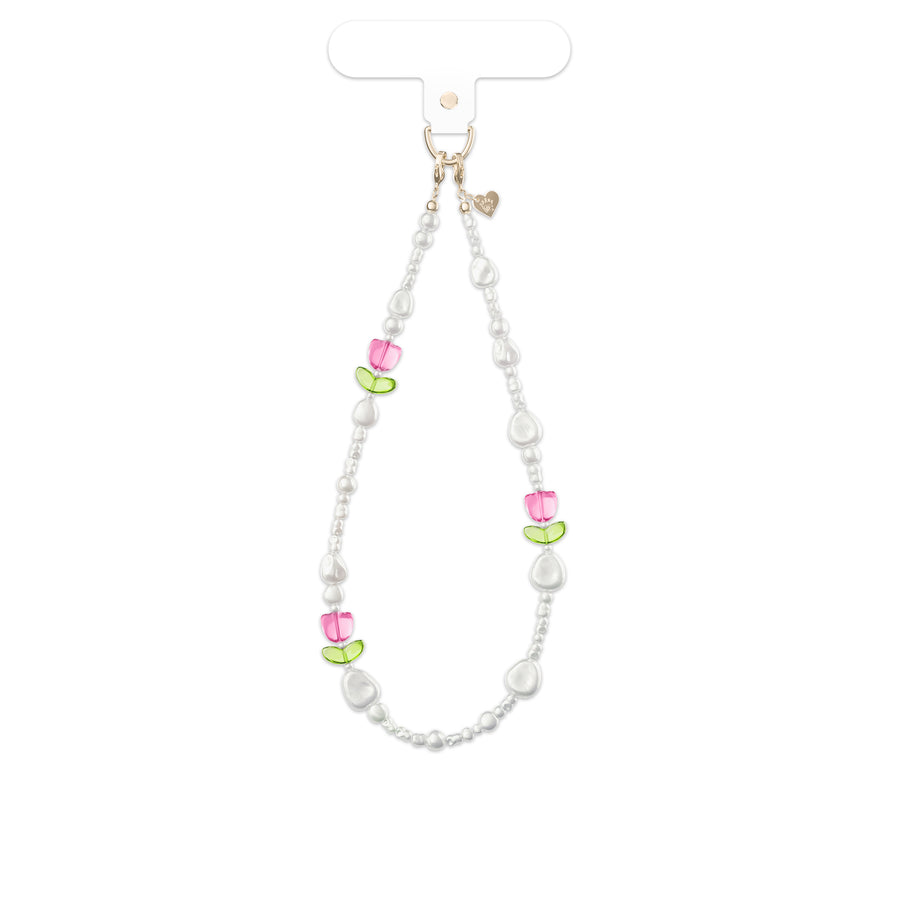 Tulip Pearl Chain Phone Charm