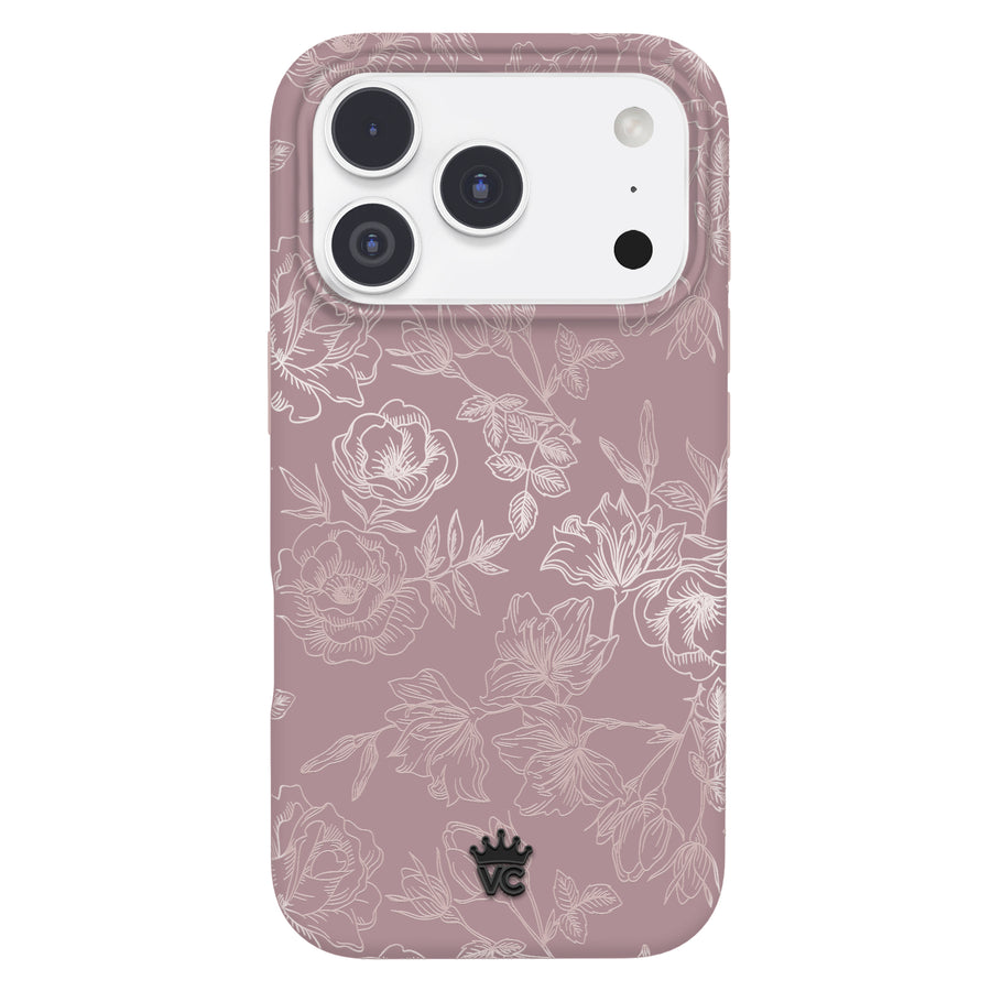 Dusty Rose Chrome Floral iPhone Case