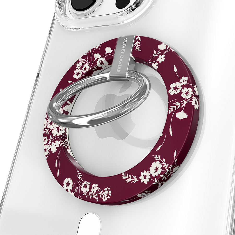 French Burgundy Floral MagSafe Grip Ring