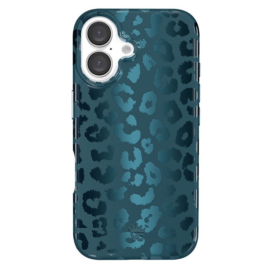 Metallic Navy Leopard iPhone Case