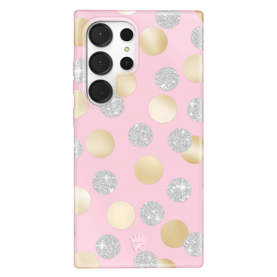 Pink Glitter Polka Dot Samsung Case