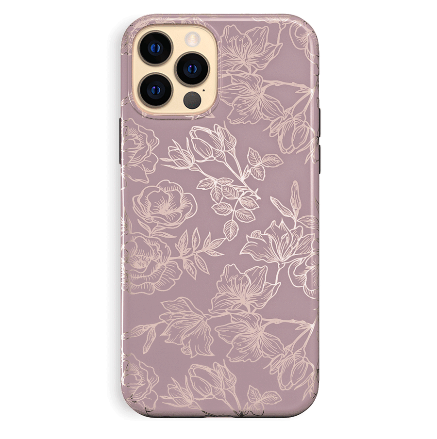 Dusty Rose Chrome Floral iPhone Case